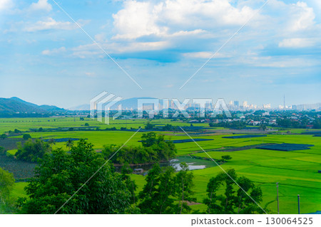 View of the city by the sea.  130064525