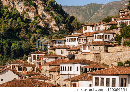 Summer Cityscape with Historical Architecture of Berat 130064564