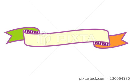 Colorful autumn and Halloween color ribbon label heading orange purple green yellow vector png 130064580