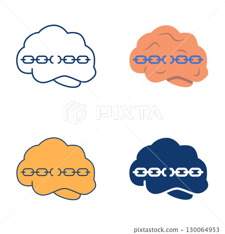 Aphasia disorder flat and line icon set 130064953