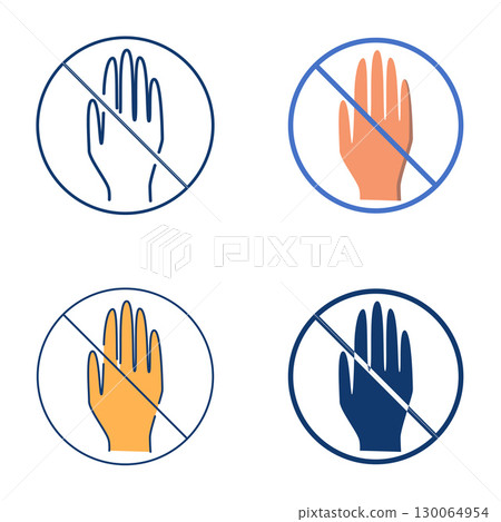 No touch flat and line icon set 130064954