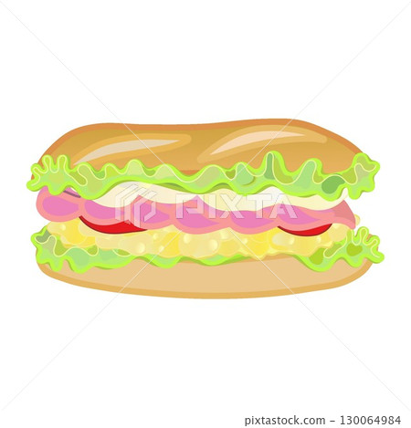 雞蛋、火腿和番茄三明治插圖 130064984