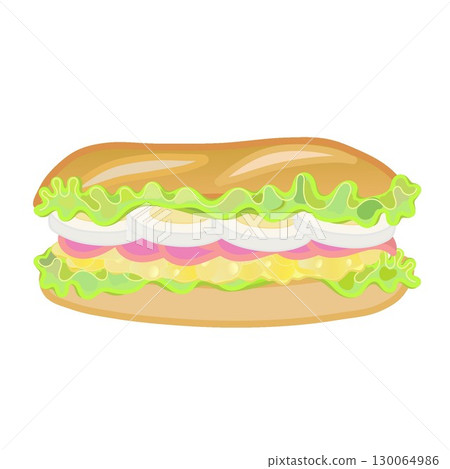 Egg and ham sandwich illustration 130064986