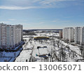 Winter cityscape with outdoor skating rink in Zelenograd, Russia 130065071