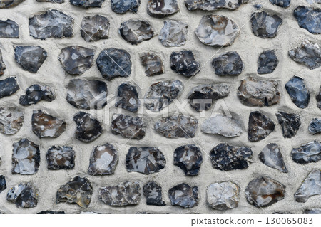 Flint stone wall in Normandy France Alabaster Coast 130065083