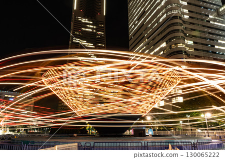 Amusement park attractions at night 130065222