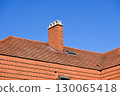 Roof of a building with smoke stack 130065418