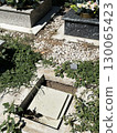 New empty place for a tombstone in the public cemetery 130065423