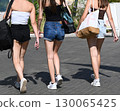 Young girls are walking on the street 130065425
