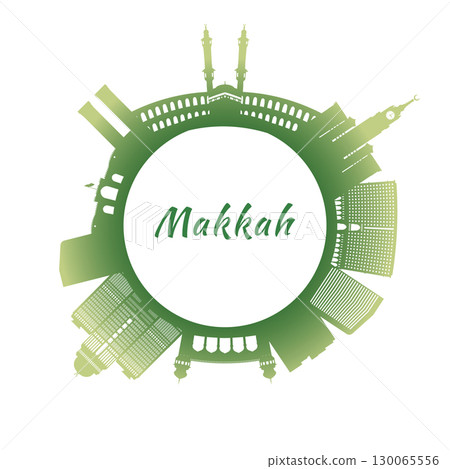 Makkah skyline with colorful buildings. Makkah skyline with colorful buildings. 130065556