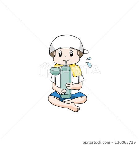 運動會上男生補水 無背景 運動會上男生補水 無背景 130065729