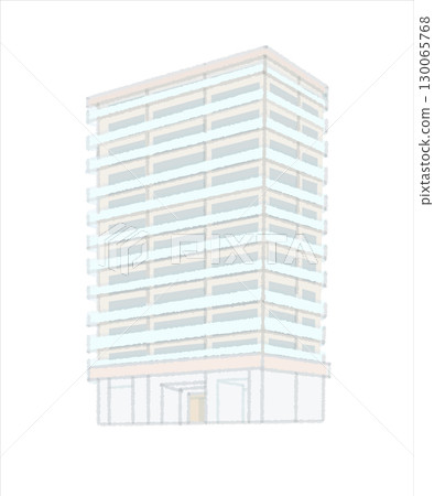 水彩風格公寓外觀插圖 130065768