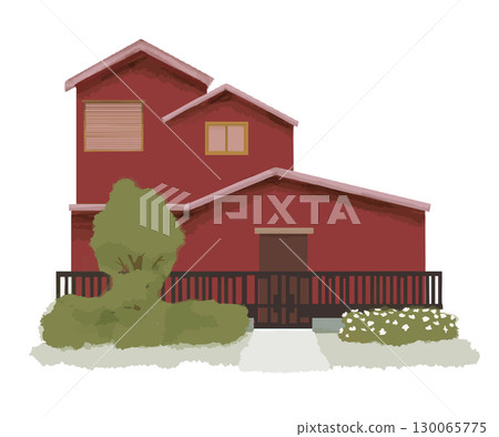 Red house icon 130065775