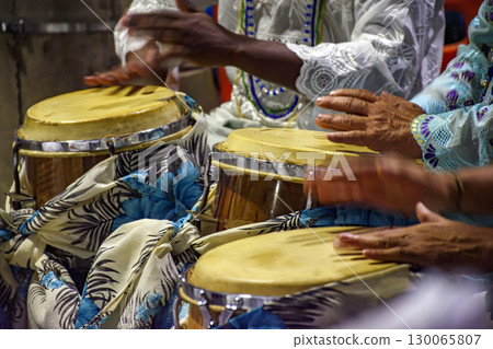 Decorated drums and atabaques 130065807