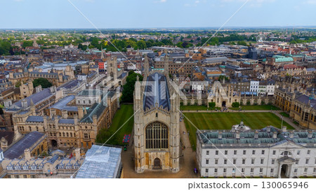Aerial view of King's College Chapel and Cambridge University in Cambridge, UK Aerial view of King's College Chapel and Cambridge University in Cambridge, UK 130065946