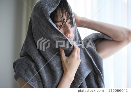 Young Asian man portrait after bathing 130066041
