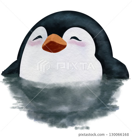 Cute Penguin soaking hot springs 130066168