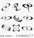Y2K Cosmic Orbit Elements with Sparkle Stars Futuristic Abstract Vector Set 130066277