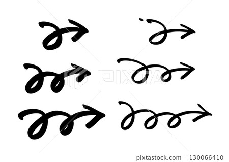 Hand-drawn spiral arrow set — simple and decorative black direction icons Hand-drawn spiral arrow set — simple and decorative black direction icons 130066410