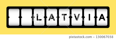 Black color in word latvia on slot banner with yellow color background Black color in word latvia on slot banner with yellow color background 130067038