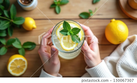 Detox Ritual with Lemon Water and Mint Detox Ritual with Lemon Water and Mint 130067307