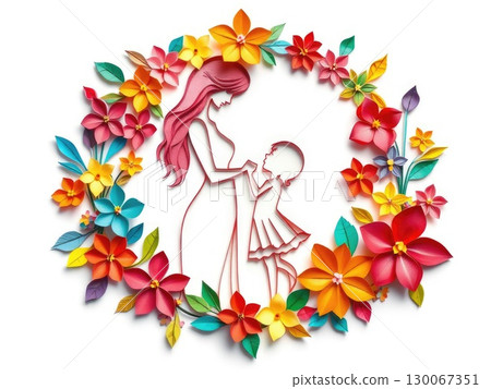 Mother and Child Paper Art 130067351