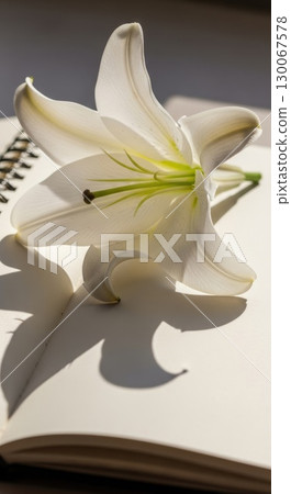 New Beginnings - Single Flower on Blank Notebook Page New Beginnings - Single Flower on Blank Notebook Page 130067578