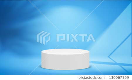 Blue studio with white base. 3d vector illustration 130067599