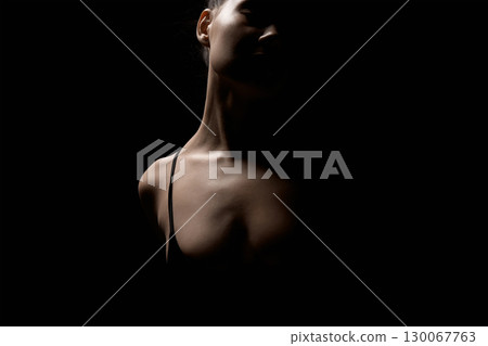 Female silhouette in dark. Beautiful passion Girl 130067763