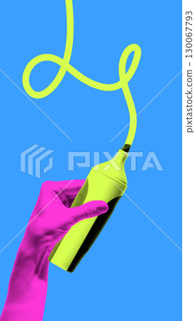 Trendy artwork. Hand drawing line with marker symbol of creativity expression and communication 130067793