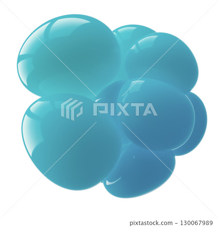 Abstract Blue Geometric Shape with Glossy Finish on White Background Abstract Blue Geometric Shape with Glossy Finish on White Background 130067989