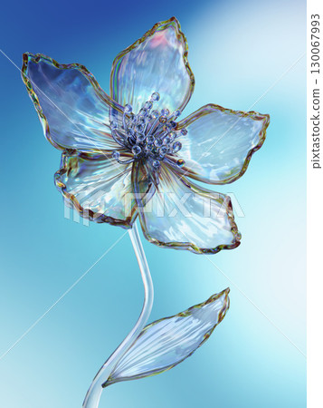 Elegant Crystal Glass Flower on Gradient Blue Background 130067993