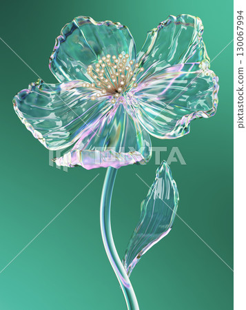 Elegant Glass Flower Against a Gradient Green Background 130067994
