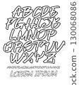 Marker outline capital letters alphabet. 130068086