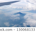 從飛機窗口欣賞蔚藍天空和雲海的壯麗景色 130068133