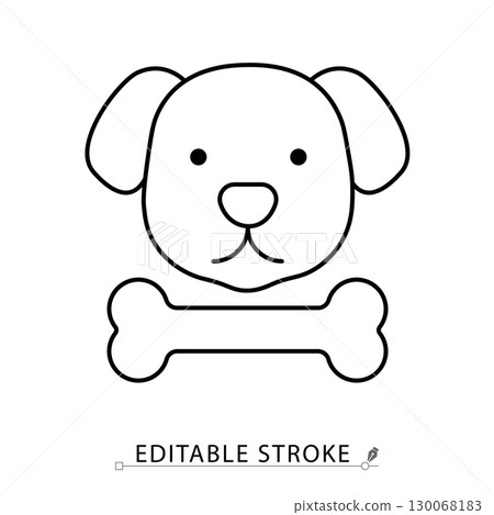 Pets allowed line icon with editable stroke. Vector outline of dog head and bone. Minimalist symbol for hotel, pet friendly service, animals, domestic pets, hospitality and travel design. Pets allowed line icon with editable stroke. Vector outline of dog head and bone. Minimalist symbol for hotel, pet friendly service, animals, domestic pets, hospitality and travel design. 130068183