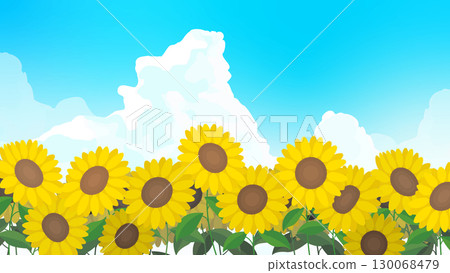 Simple and cute sunflower and blue sky background wallpaper (horizontal) Simple and cute sunflower and blue sky background wallpaper (horizontal) 130068479