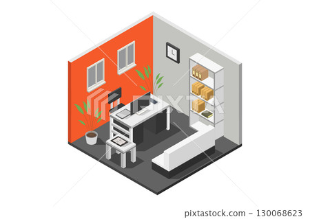 Isometric office room 130068623