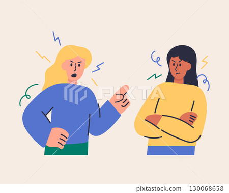 Flat cartoon illustration of two women having an argument, conflict and communication concept 130068658