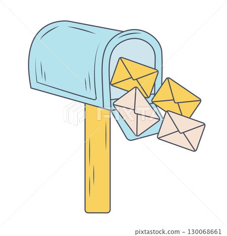 Cute mailbox. Post Box with letters. Vector illustration Cute mailbox. Post Box with letters. Vector illustration 130068661