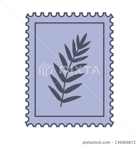 Postage stamp with twig. Vector illustration 130068672