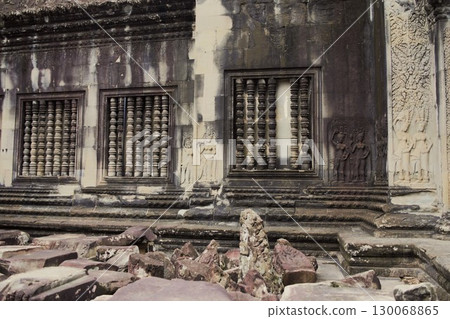 Angkor Wat ruins: Lattice window Angkor Wat ruins: Lattice window 130068865
