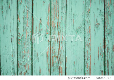 Old green wood wall Vintage texture 130068978