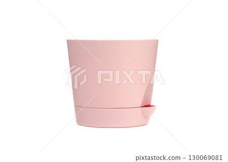 Pink plastic flower pot with a special stand for root watering. 130069081