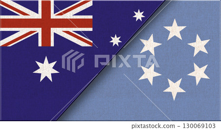 Flags of Australia and Trust Territory of the Pacific Islands. Double flags 130069103