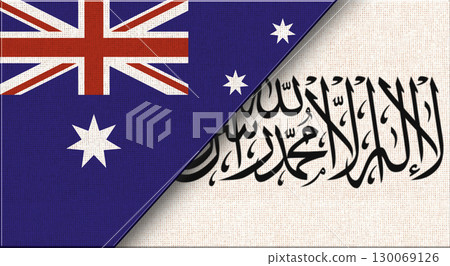 Flags of Australia and Taliban. Australian and Afghan national flags Flags of Australia and Taliban. Australian and Afghan national flags 130069126