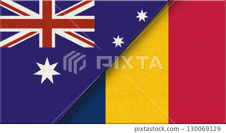 Flags of Australia and Chad. Australian and Chad National flags on Fabric Flags of Australia and Chad. Australian and Chad National flags on Fabric 130069129