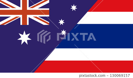 Flag of Australia and Thailand. Australian and Thai national flags Flag of Australia and Thailand. Australian and Thai national flags 130069157