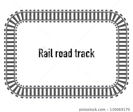 Deformed simple railroad illustration frame, overhead view 130069170
