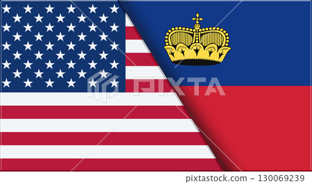 Flags of USA and Liechtenstein. United States and Liechtenstein flags 130069239